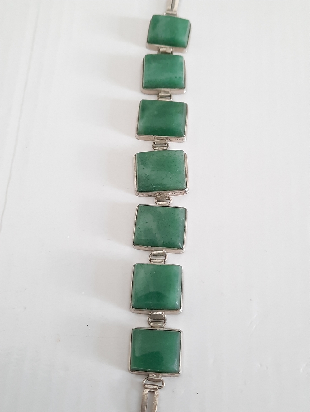 Silver Bracelet With Jade Stones
